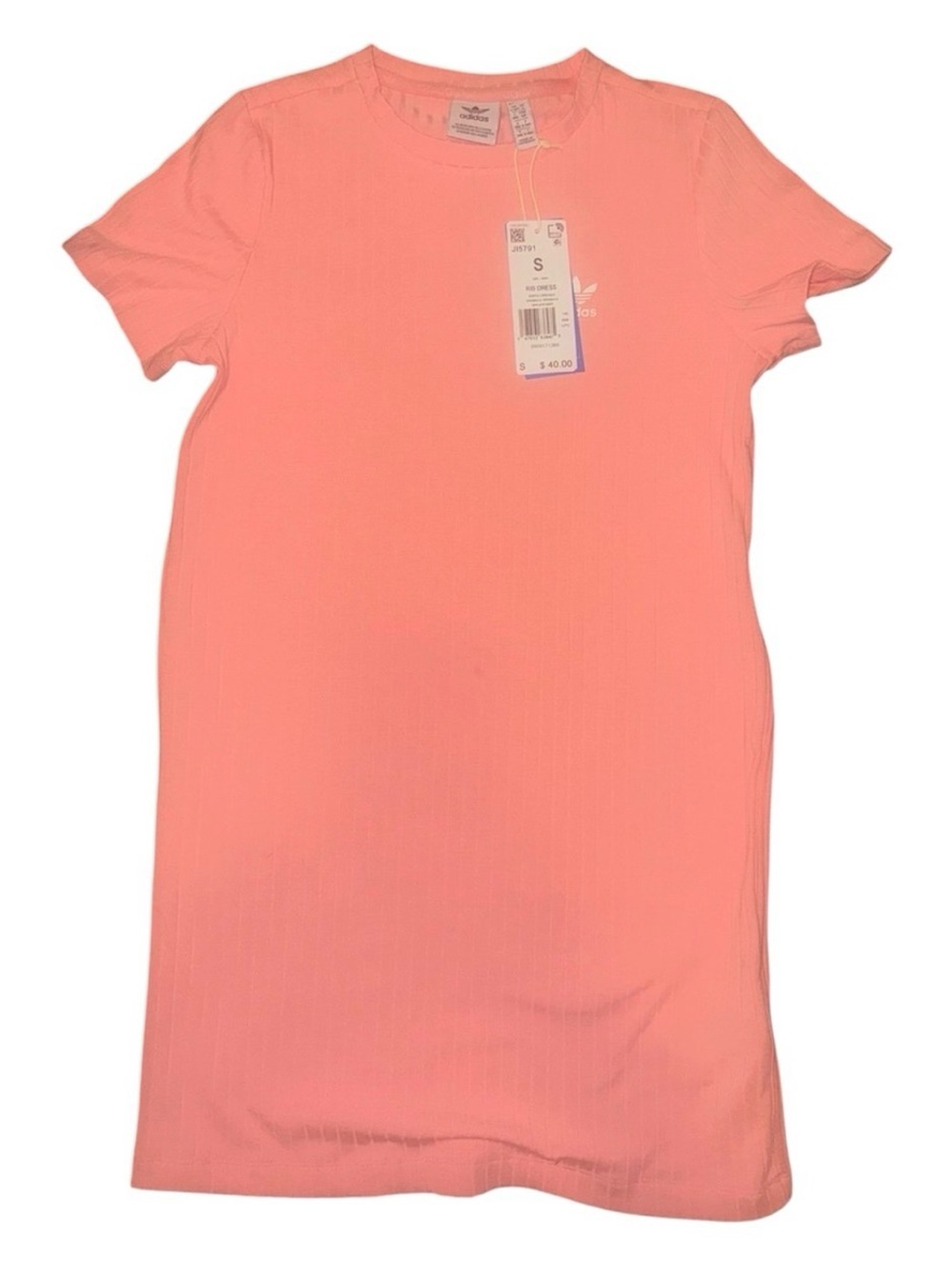 Adidas Coral Ribbed Short Sleeve Tee Dress